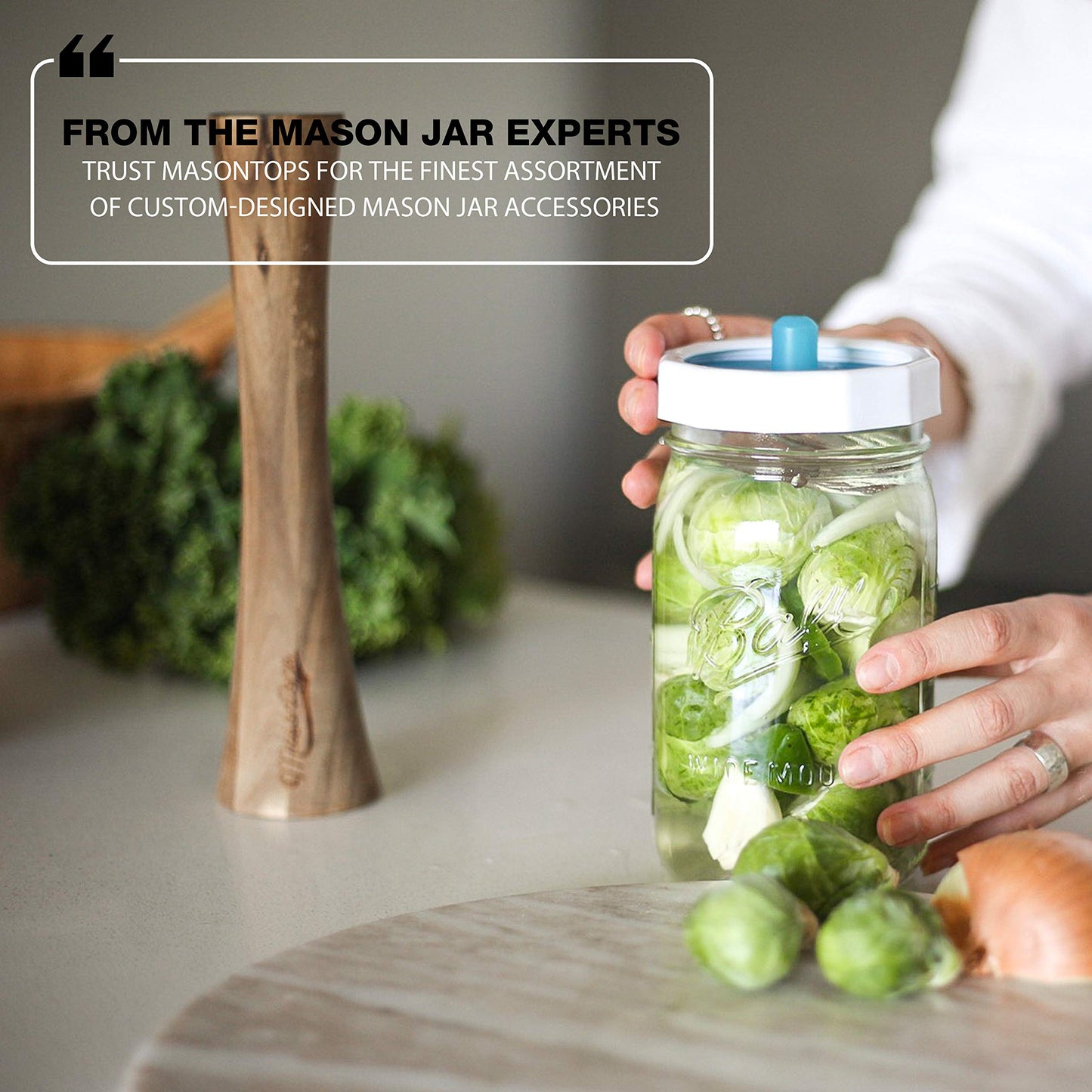 Masontops Pickle Pipes - Airlock Fermentation Lids - Fermentation Kit For Wide Mouth Mason Jar Sauerkraut & Pickle Kit - Fermentation Jar Not Included