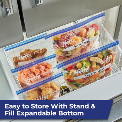 Hefty Press to Close Plastic Freezer Bags, Half Gallon Size, 20 Count