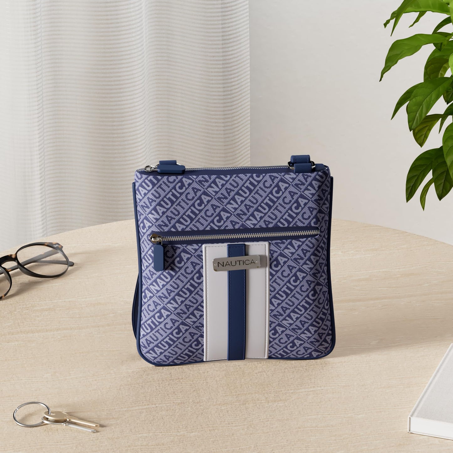 Nautica Lakeside Signature Jaquard North South Crossbody Bag