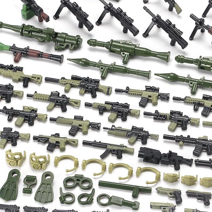 Military Weapons Pack with Shipping Cargo Container Army Equipment Helmet Armor 325Pcs Various of Military Accessories Building Block Toy Compatible with Major Brands Soldier Figures (Olive Green)