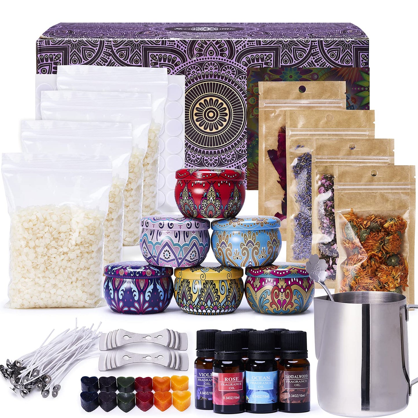 Lucky Goddness Candle Making Kit, Candle Making Supplies with Soy Wax for Candle Making Beginners