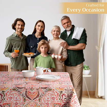 Maison d' Hermine Table Cloth Rectangle Table 100% Cotton 60 x 90 Inches Fall Tablecloth Reusable Everyday Use for Thanksgiving Christmas Decorations Dining Farmhouse Party (Damask)