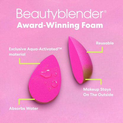 Beautyblender® | Original Pink Beauty Blender Makeup Sponge, Super-Soft Foam Easily Blends Foundations, Powders & Creams, Made in USA, Reusable, Washable, Streak Free Application, Vegan, Cruelty Free