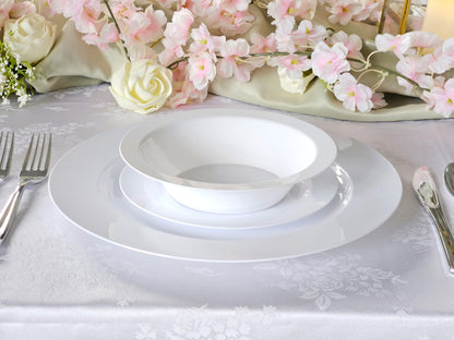 OCCASIONS 120 Pack Disposable Plastic Dessert Plates 6.25" - Heavy Duty Fancy China-Like Look, Salad/Appetizer/Cake for Wedding Party, BPA Free, Recyclable Dinnerware Set (Plain White)