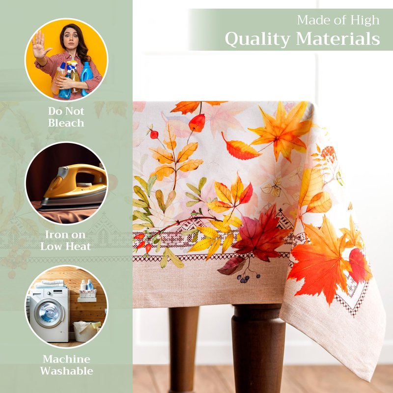 Maison d' Hermine Table Cloth Rectangle Table 100% Cotton 60 x 90 Inches Fall Tablecloth Reusable Everyday Use for Thanksgiving Christmas Decorations Dining Farmhouse Party (Amarante)