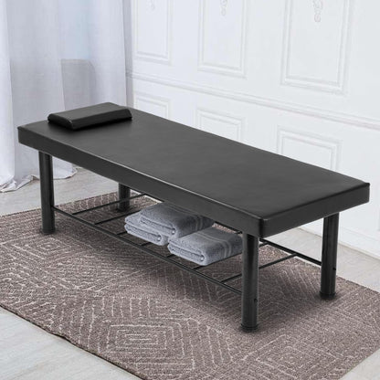 FDW Stationary Massage Table Heavy Duty Massage Bed 75x30 inchs Physical Therapy Bed PU Leather/Metal Frame Spa Bed Salon Bed with Pillow for Medical Recovery Professional Massage