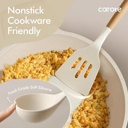 CAROTE 22-Piece Silicone Cooking Utensils Set - Heat Resistant Up to 446°F | Includes Spatula, Turner, Whisk & Tongs