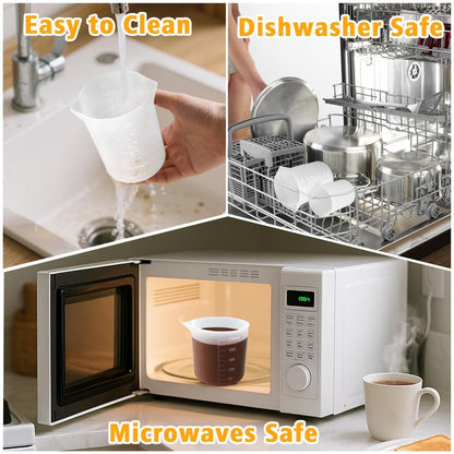 Palksky Silicone Cups for Melting Chocolate, 4PCS Silicone Measuring Cups with 250 & 350ml Capacity, Reusable Baking Supplies for DIY Chocolate Molds