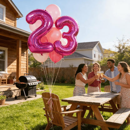 Laser Hot Pink 6 Balloon, Number Balloons 40 Inch, 6th Balloons for Birthday Decorations, Laser Hot Pink Party Supplies 6 Birthday Balloon, Number 6 Balloon