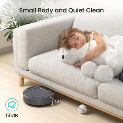 Lefant M210 Pro Robot Vacuum Cleaner,Super Thin,Powerful Suction,Quiet,Self-Charging Robotic Vacuum Cleaner,Cleans Hard Floors to Medium-Pile Carpets,120 Mins Runtime,APP/Voice/WiFi/Alexa Control,Grey