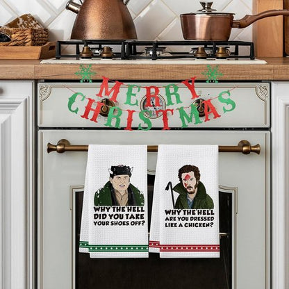 Home Alone | Funny Christmas Kitchen Towels - 2 Pack Holiday Dish Towels for Kitchen & Bathroom Decor