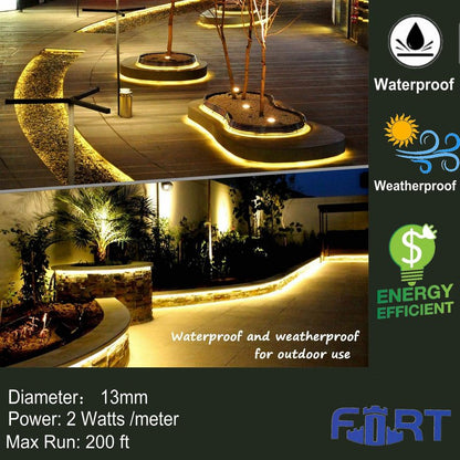 FORT LED Rope Lights Outdoor Waterproof Warm White led Strip Lights, 100 ft led Lights 720 Led Connectable and Flexible Tube Lights UL Plug -Idear for Trees,Pool,Wedding Deck Landscape, Gerden Decor