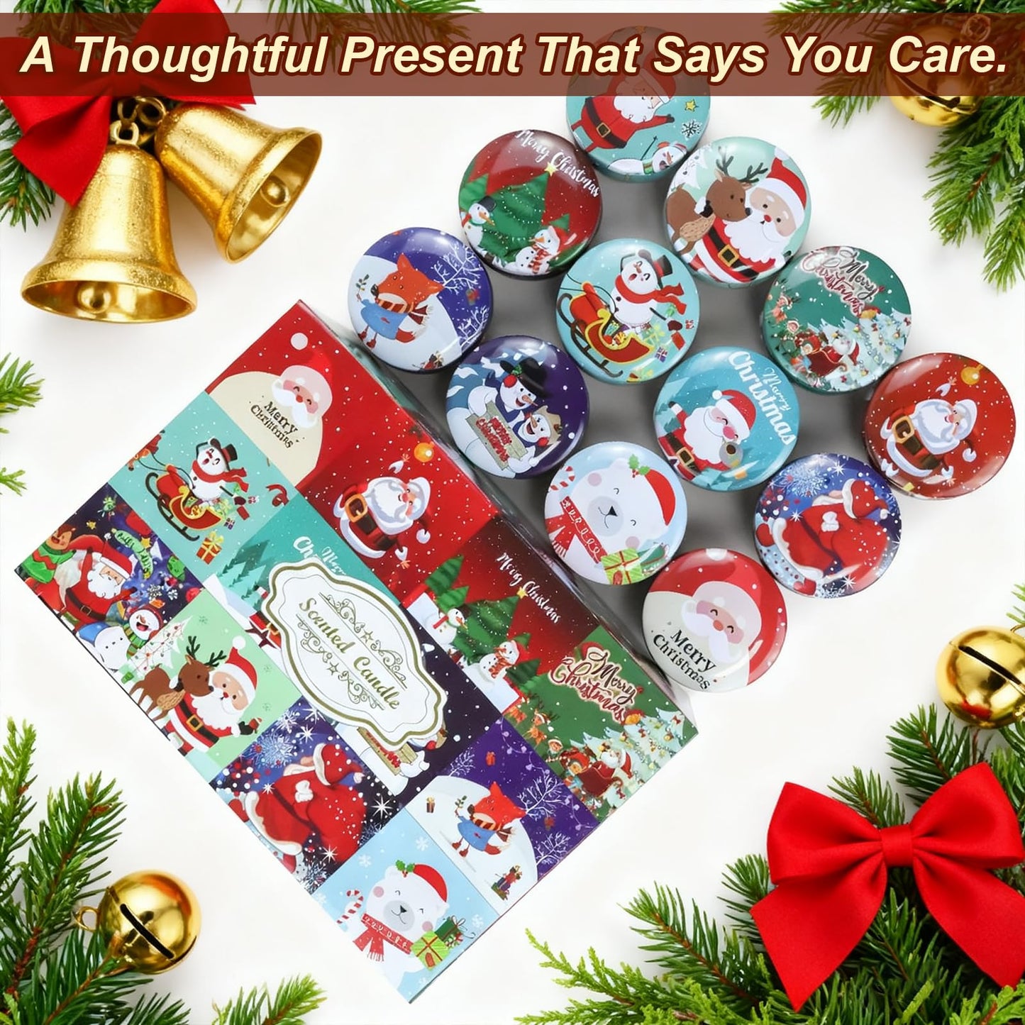 Christmas Scented Candle Gift 12 Pack, Christmas Candles for Home Scented, 100% Natural Soy Wax Long Lasting Jar Aromatherapy Candle Gifts for Mother's Day