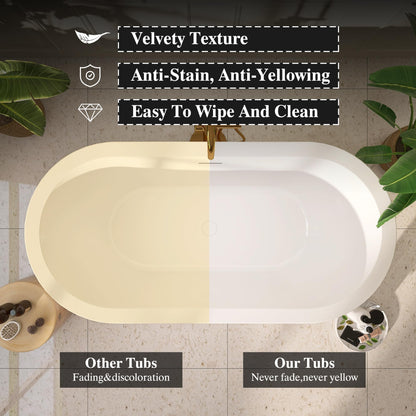 Adecab 61" Freestanding Bathtubs, Acrylic Soaking Tubs for Adult, Integrated Overflow and Drain, cUPC Certified, Glossy White