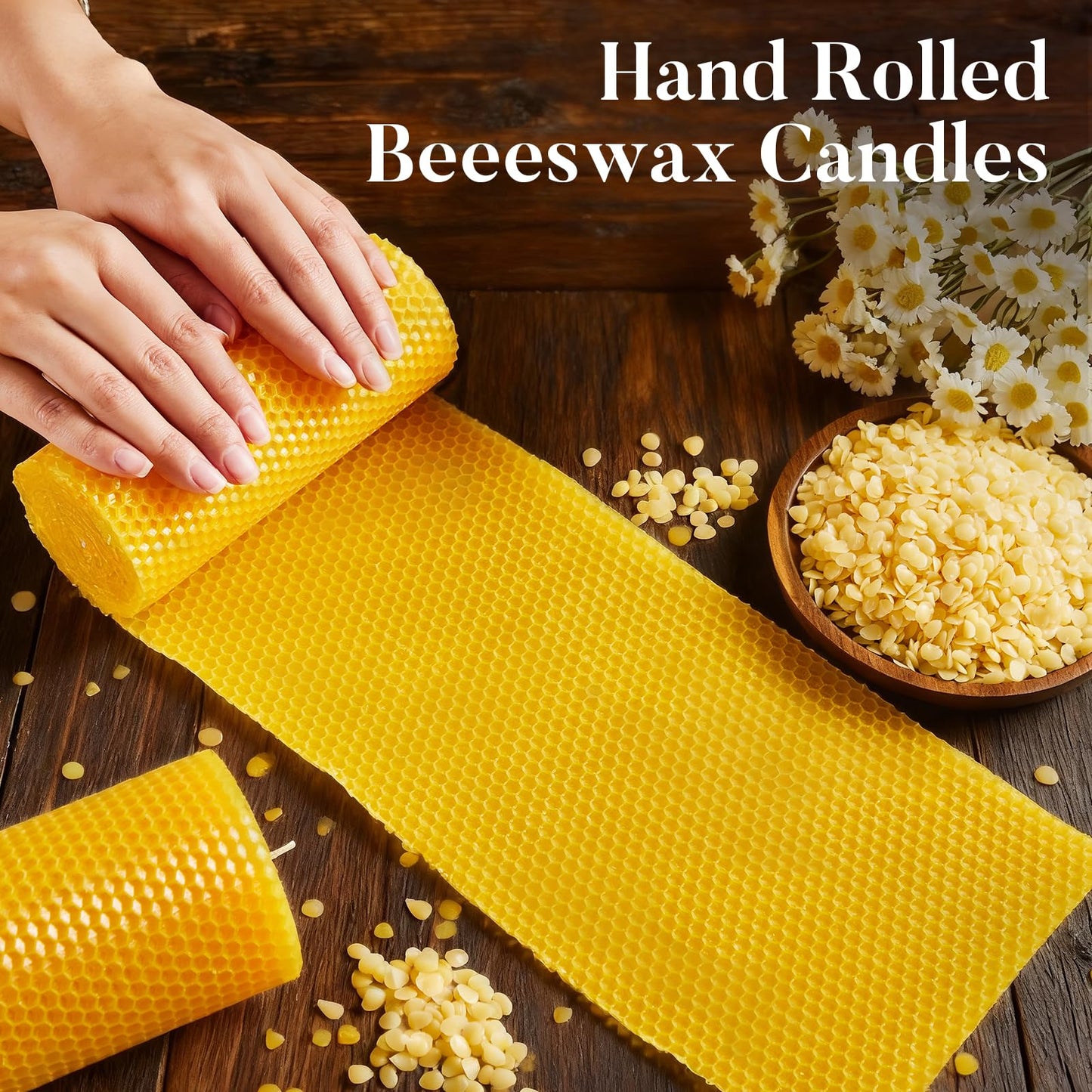 Beeswax Candle Set -96 Pack Tea Lights + 24 Pack Taper Candles + 6 Pack Pillar Candles | Unscented Dripless Smokeless Clean Burning Long Lasting Candles