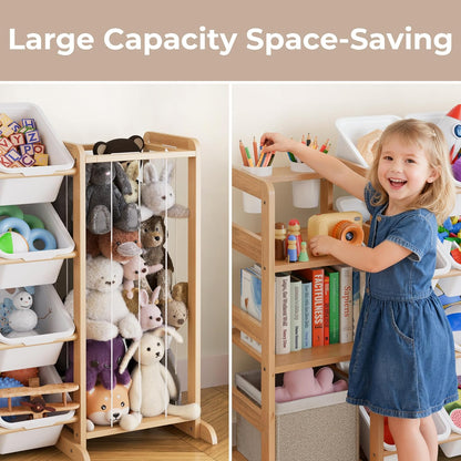 Toy Storage Organizer by [Brand Name] - Kids Playroom Bookshelf with 12 Bins & Stuffed Animal Storage | Ideal for Nursery & Toddler Rooms