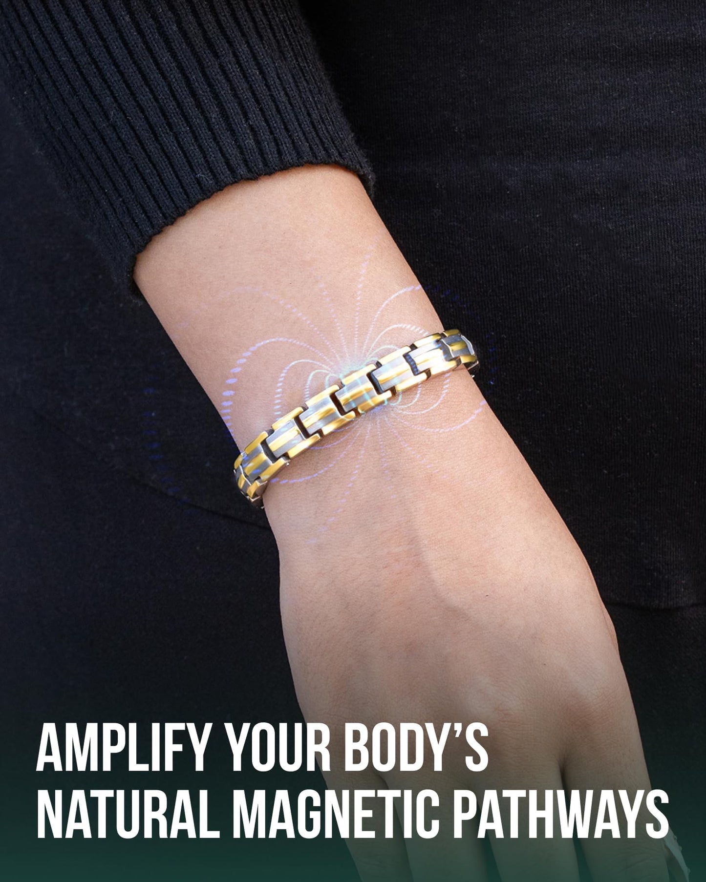 MagnetRX® Magnetic Bracelets for Women - EllipseMAX 5X Strength 5,000 Gauss Magnets - Designed in USA & PATENT PENDING - Premium Titanium Womens Magnetic Bracelet & Adjustable Length (Silver/Gold)