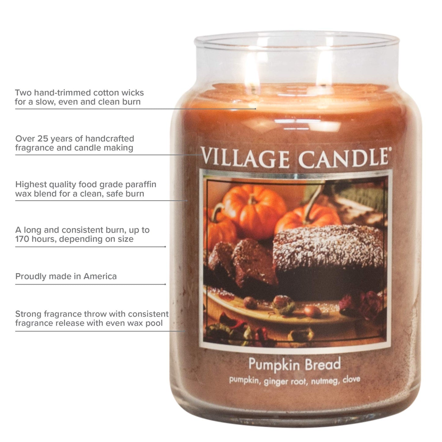 Village Candle Creamy Vanilla 16 oz Glass Jar Scented Candle, Medium