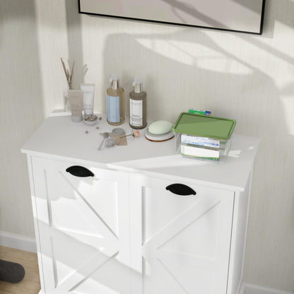 agnixnaf Laundry Sorter Cabinet, Two-Compartment Tilt-Out, White Storage Cabinet, for Small Bothroom