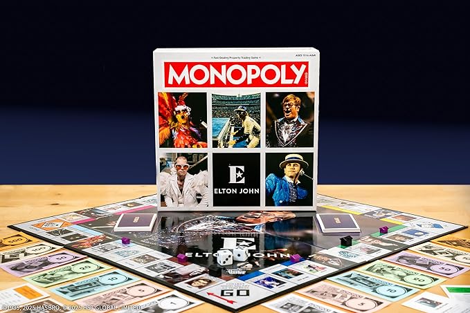 Monopoly: Elton John Play as Iconic Headgear Star Glasses &amp More Collect Legendary Career Moments Like Knighthood &amp Farewell Tour Officially Licensed Elton John Board Game