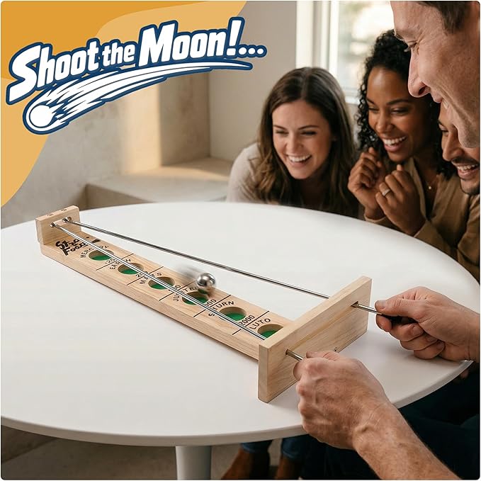 WE Games Shoot the Moon - Classic Solid Wood Rolling Ball Game for Family Fun &amp Skill Building Enhances Social Skills Patience &amp Perseverance