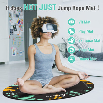 Jump Rope Mat Large Rubber Exercise Mat Workout Mats for Home Gym Flooring Non-Slip Oval Design for Floor & Rope Protection