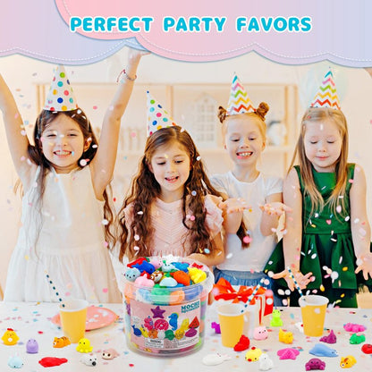 100 Pack Mochi Squishy Toys, Party Favors for Kids 4-8-12,Birthday Gifts Treasure Box Classroom Prizes Goodie Bag Stuffers, Mini Squishy Fidget Toys, Carnival Prizes in Bulk