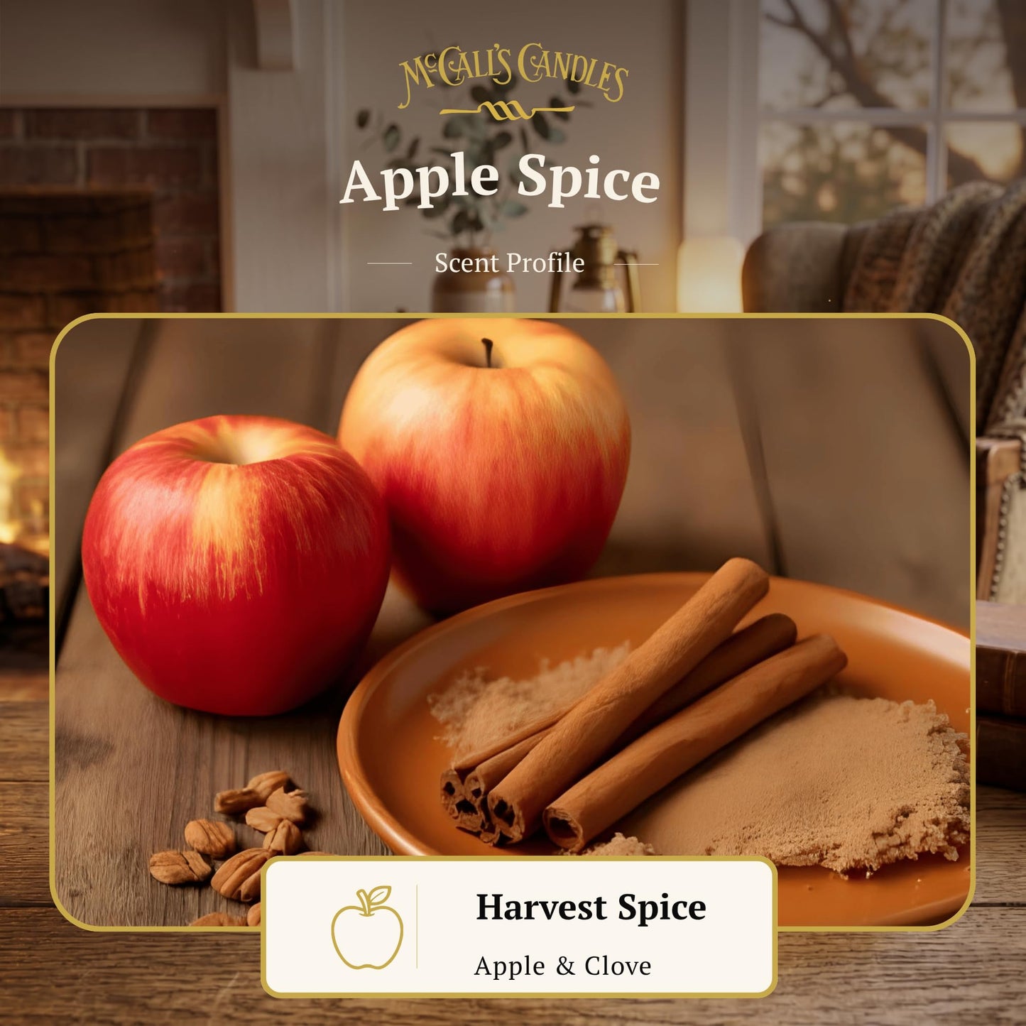 McCall’s Candles | Apple Spice | 16 oz Scented Candle | USA-Poured | Vintage Rustic Jar with Carrying Handle | Red Apple, Cinnamon & Warm Spice Fragrance