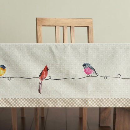 Maison d' Hermine Table Cloth Rectangle Table 100% Cotton 60 x 120 Inches Tablecloth Reusable Decorative for Dining Kitchen Room Farmhouse Home Gifts for Mothers Day Spring Summer - Birdies on Wire