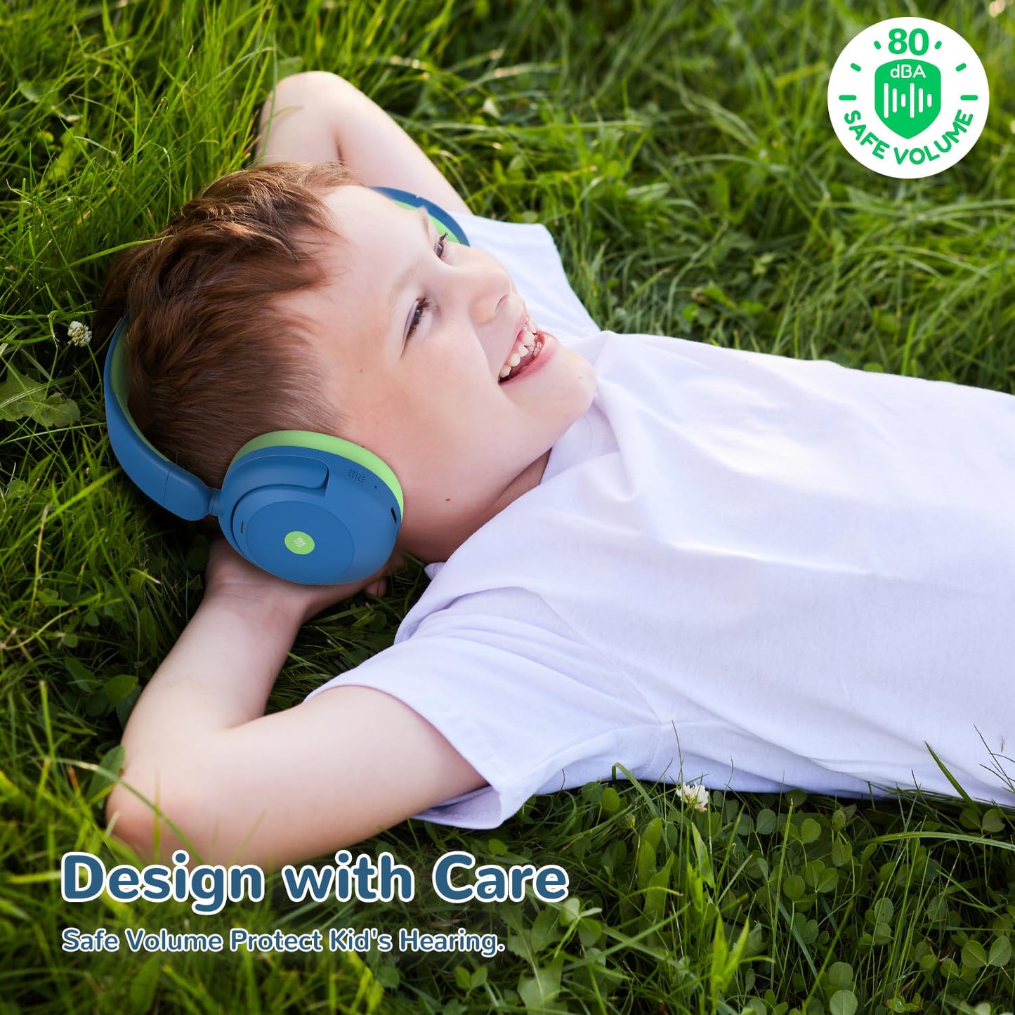 iClever BTH20 Active Noise Cancelling Headphones for Kids, 60H Play Time,Type C Fast Charging, Safe Volume 80dBA, Bluetooth5.4, Award-Winning Kids Headphones Wireless for iPad Tablet Airplane, Blue