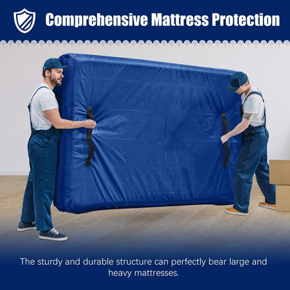 Cosy Family Mattress Bags for Moving with 8 Handles - 170GSM Extra-Thick Mattress Bag for Moving Supplies - Reusable Mattress Cover Protector Storage with Zipper - Queen Size - Blue
