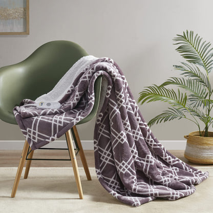 Serta Heated Blanket - Reversible Fleece to Sherpa Electric Blanket, Fast Heating, Auto Shut Off Timer, Multi Heat Setting, ETL Certified, Machine Washable, Grey Full 84"x 77"