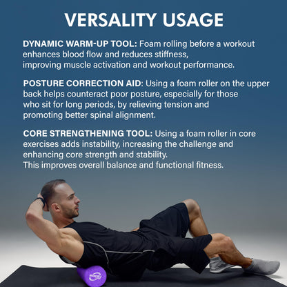 Invincible Fitness EPP Foam Roller for Deep Tissue Massage – Enhance Recovery, Relieve Pain, and Boost Mobility for a Stronger, Healthier You (Purple)
