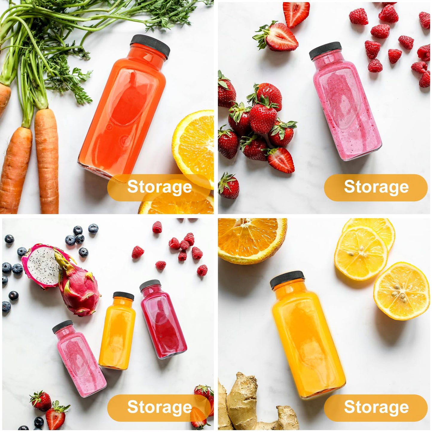 Maredash 12oz Glass Bottles with lids,juice bottles gifts for women,glass bottles with lids,glass water bottles. Kit includes Stainless Steels Straws,Two Types of Lid,Cleaning Brush 6pcs