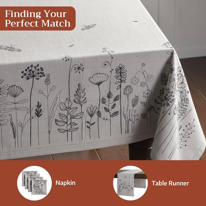 Maison d' Hermine Table Cloth Rectangle Table 100% Cotton 54 x 72 Inches Tablecloth Reusable Decorative for Dining Kitchen Room Farmhouse Home Gifts for Mothers Day Spring Summer - Flore