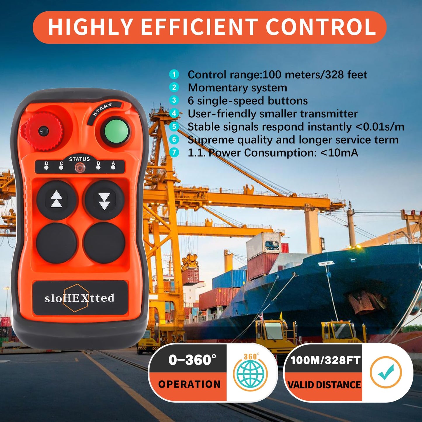 2 Button Channel Industrial Wireless Overhead Crane Remote Control Kit 12V 24V Radio 2 Transmitters and Receiver for Electric Chain Hoist Lift Winch Crane Remote Controller