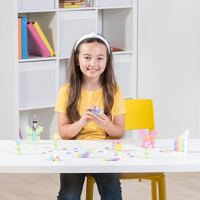 PLUS PLUS - Open Play Set - 3600 Piece in Storage Tub - Basic Neon and Pastel Mix - Construction Building Stem Toy Interlocking Mini Puzzle Blocks for Kids