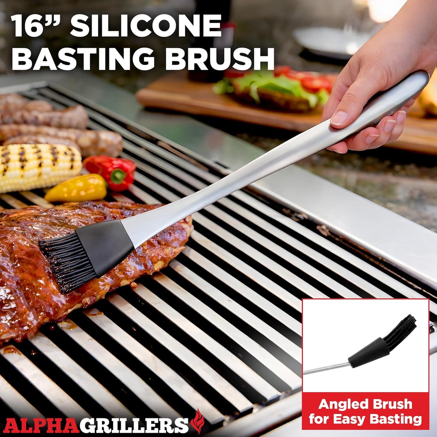Alpha Grillers Grilling Accessories | BBQ Tool Set with Spatula, Fork, Brush & Tongs - Perfect Gifts for Men