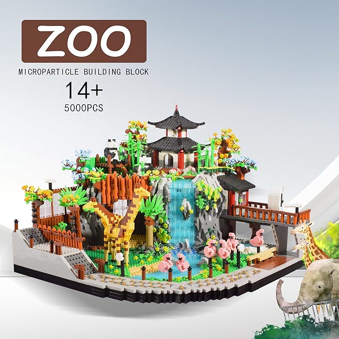 Zoo Micro Mini Bricks Desert Building BlocksCreative Ideals Zoological Park Architecture Toy Present Model for Adults and Kids Age of 14+ 5000 PCS