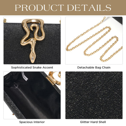 SWEETV CHUNLI Glitter Clutch Purses for Women Elegant Evening Bag for Parties, Weddings, and Formal Events