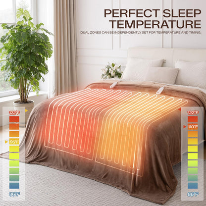 Heated Blanket Twin, Electric Blanket Soft Sherpa Flannel, 10 Hours Auto Shut-off & 8 Fast Heating Levels, Machine Washable ETL Certified, Heating Blanket for Bed & Sofa (62x84 inches, Gray)