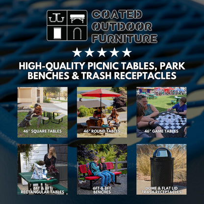 COATEDOUTDOORFURNITURE Heavy-Duty Portable Outdoor Bench Thermoplastic Coated, Expanded Metal, Commercial-Grade Seating, Made in America (Portable Without Back, 6 Ft, Dark Blue)