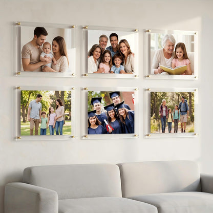 Kalami 3 Pack 11x14 Acrylic Wall Mount Picture Frame Self Adhesive, Floating Frameless Clear Photo Frame for Diploma Certificate Degree Document Display Gallery Wall-Full Frame Size 12.4x15.4
