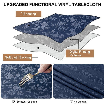 Smiry Round Table Cloth, Waterproof Heavy Duty Vinyl Tablecloths, Wipeable Washable Table Cover for Kitchen and Dining Room (Navy Blue, 70" x 70")