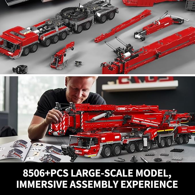 Mould King 17008 Technology Crane Building Set Large Heavy Duty Crane Truck Building Kits with 20 Motors APP Programmable Construction Vehicle Model Kit for Adult(8506+ PCS)