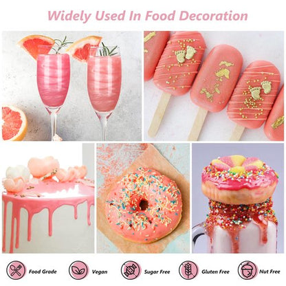 Edible Luster Dust Rose Gold10 Grams, Food Grade Cake Luster Dust Tasteless Dessert Dusting Powders for Baking Cherrysea Food Coloring Powder for Cupcakes, Cake Pops,Fondant,Chocolate, Candy
