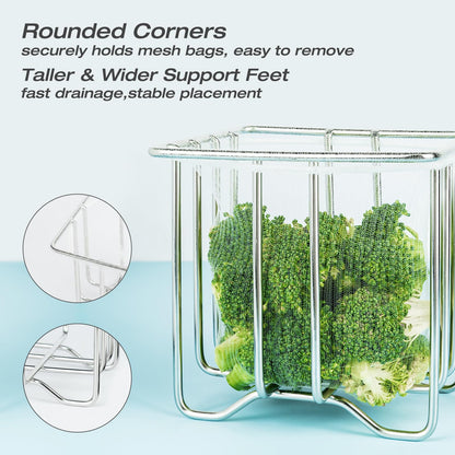 Kitchen Sink Strainer with Sink Basket Holder and 300 Strainer Net Bags,Food Catcher with drain filter Mesh bag,Meshmate Waste Rack Trash Catcher for Leftovers.