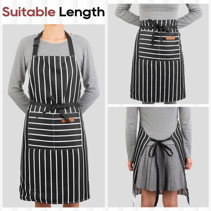 XLSXEXCL Kitchen Cooking Aprons Double Sided Adjustable Bib Chef Apron with 2 Pockets for Women Men Gardening Cooking Art Painting