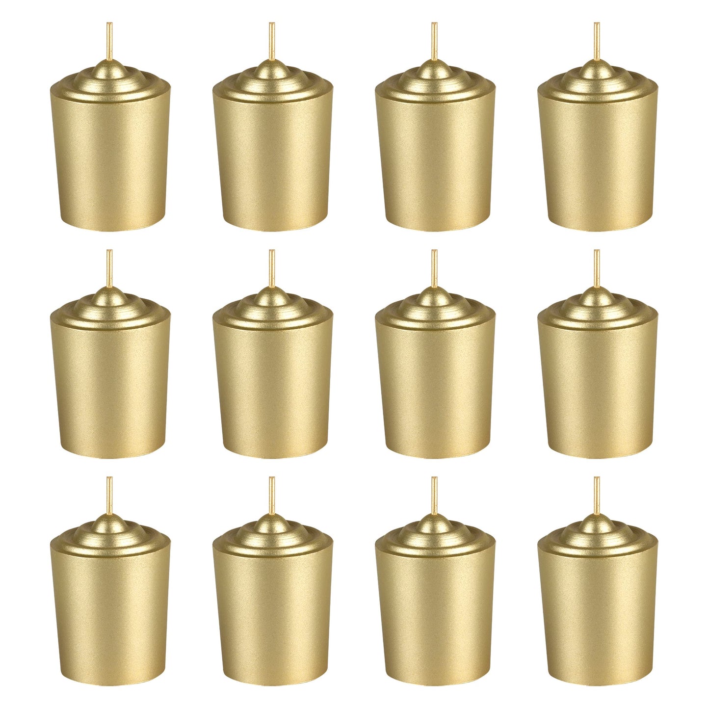 Mega Candles 12 pcs Unscented Gold Votive Candles, Hand Poured Wax Candle 15 Hours 1.5 Inch x 2.25 Inch, Home Décor, Wedding Receptions, Centerpieces, Occasions, Events, Festivities, Meditations