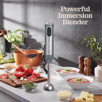 Powerful Immersion Blender, Electric Hand Blender 500 Watt with Turbo Mode, Detachable Base. Handheld Kitchen Gadget Blender Stick for Soup, Smoothie, Puree, Baby Food, 304 Stainless Steel Blades